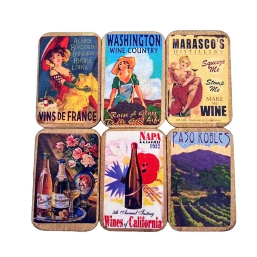 6 Pc Set! Wine Themed 1:6 Scale Miniature Wood Signs Dollhouse Decor & Crafts
